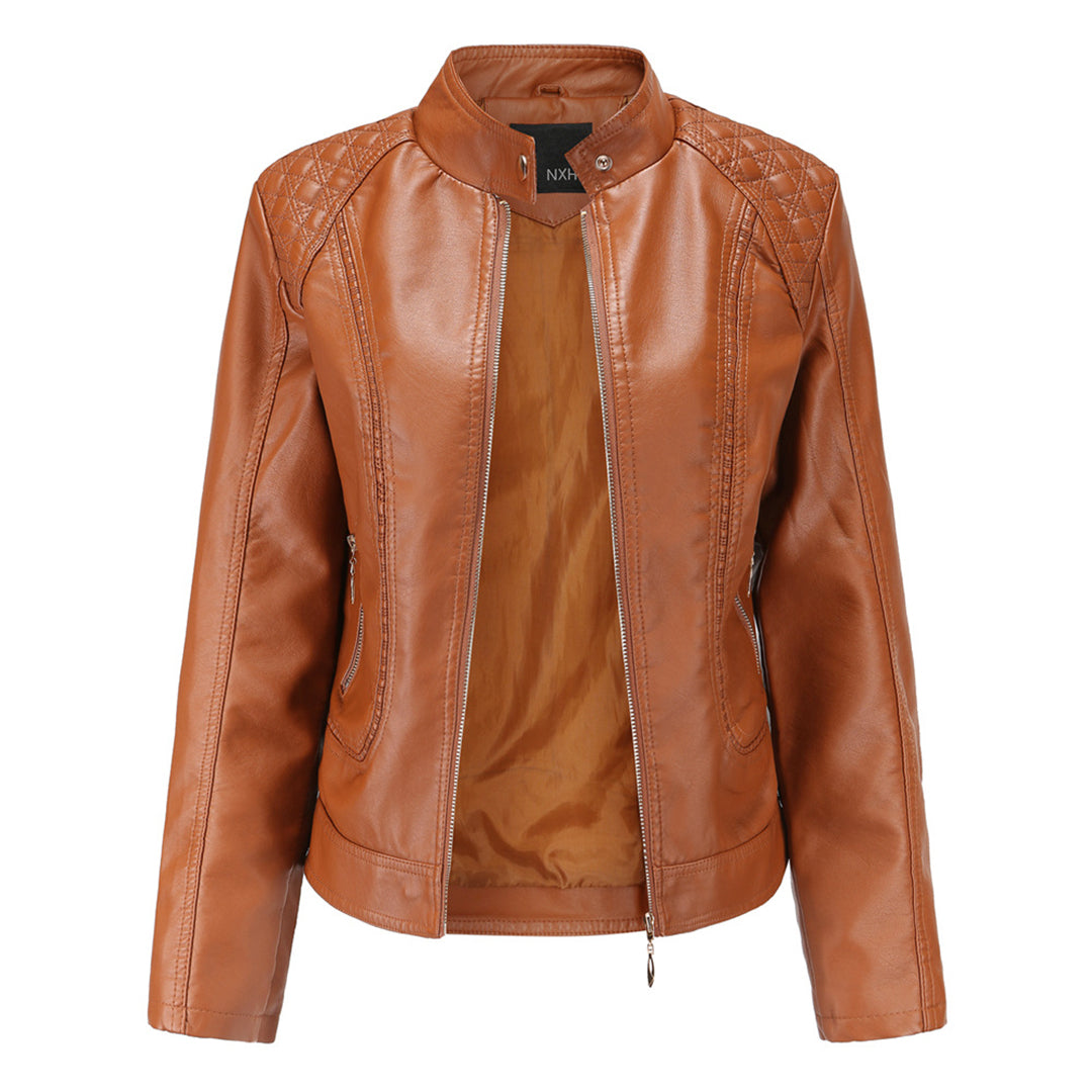 Chic und Stil | Elegant leather jacket for women in genuine leather