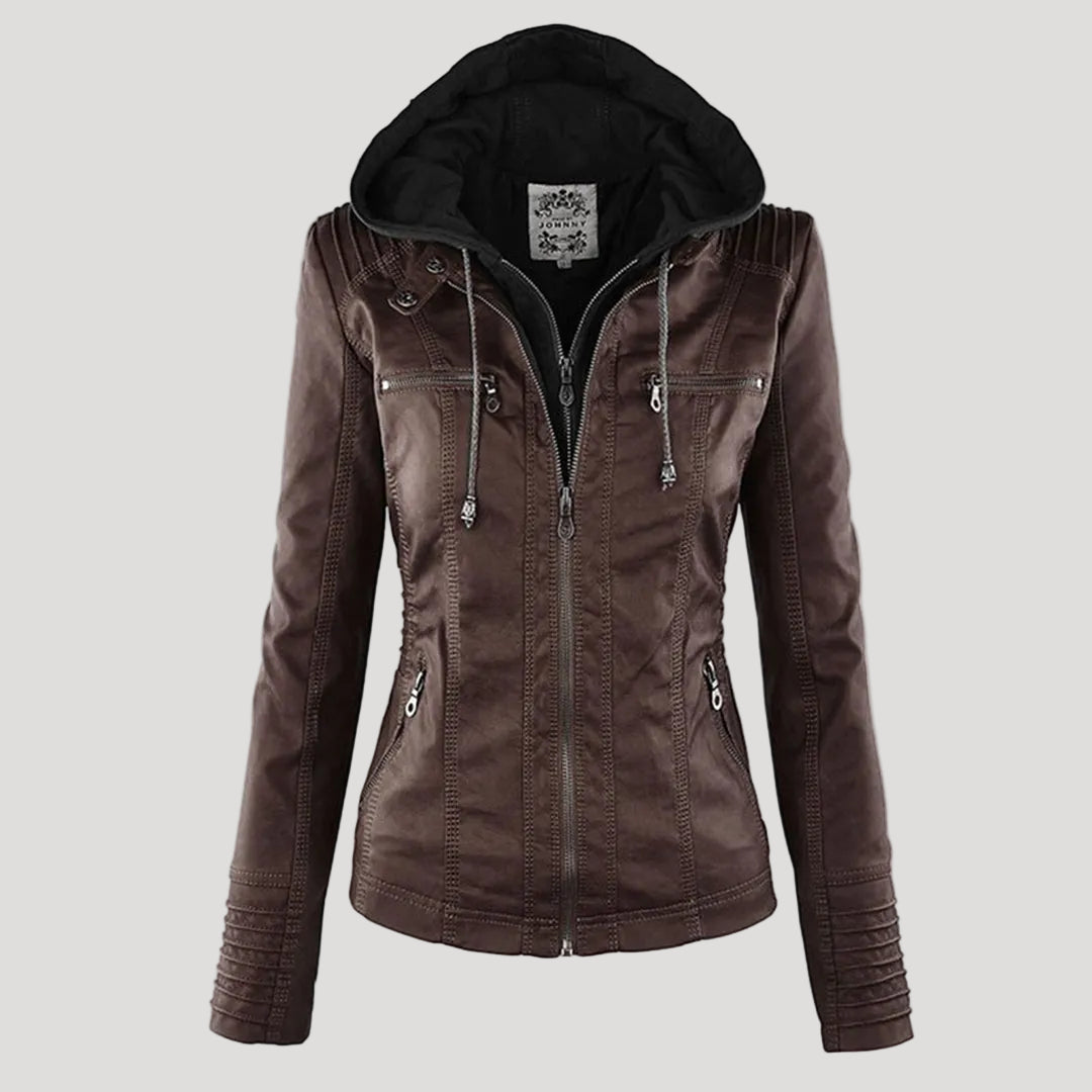 Lune London | Waterproof Women's Faux Leather Jacket with Hood