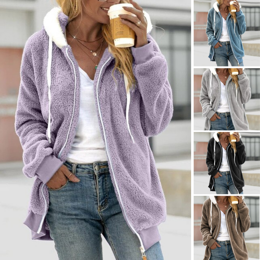 Lune London | Elegant Loose Fleece Coat with Hood