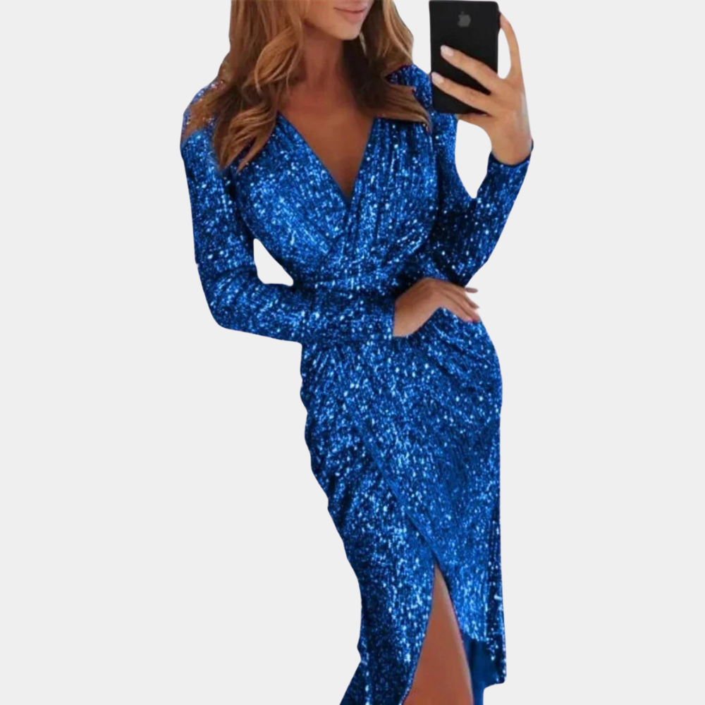Lune London | Women's sequin dress with slit in the front
