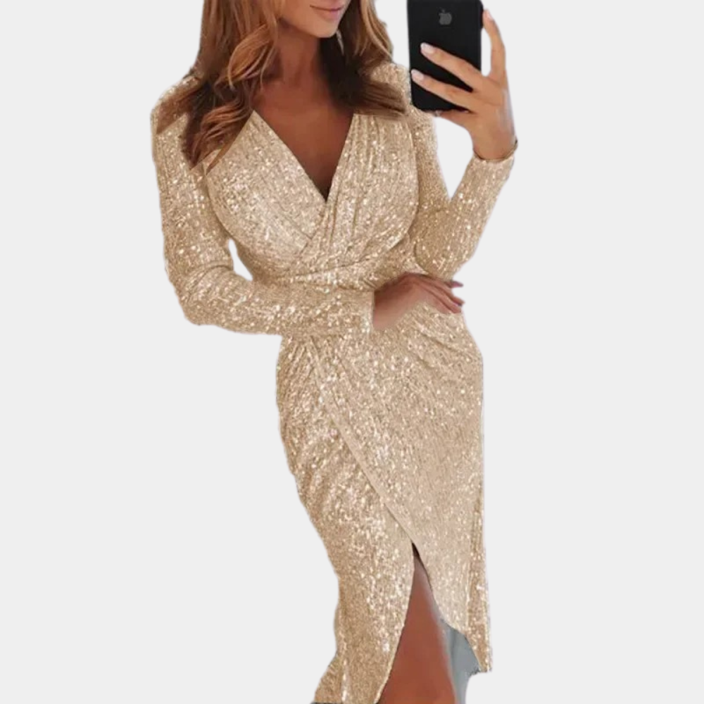 Lune London | Women's sequin dress with slit in the front