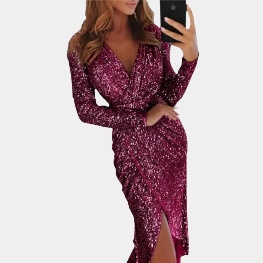 Lune London | Women's sequin dress with slit in the front