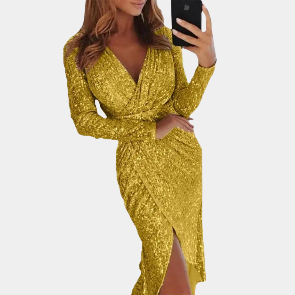 Lune London | Women's sequin dress with slit in the front