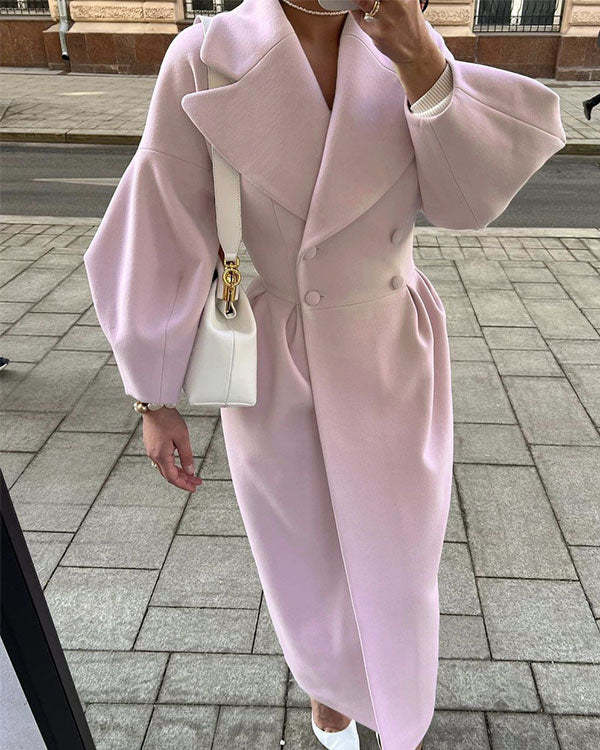 Lune London | Manteau en laine vintage avec des manches en forme d'abat-jour et un revers