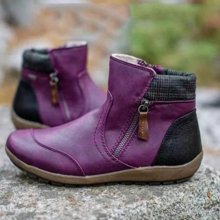 Lune London | Ankle Boots - Real Leather - Zipper - Comfortable Rubber Sole - Round Toe
