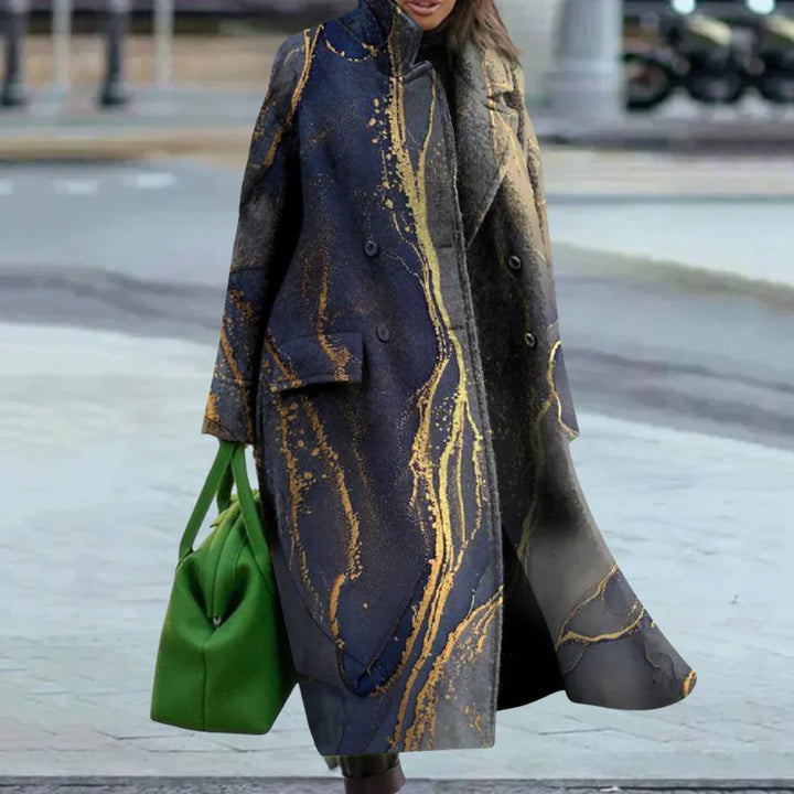 Lune London | overcoats - wool blend - oversized fit - full length - abstract pattern - button front