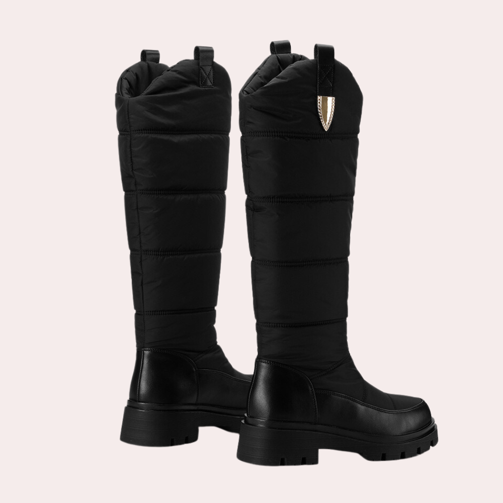 Lune London | Knee-High Boots - Sleek Fit - Polished Surface - G Quilted Shaft - Robust Sole