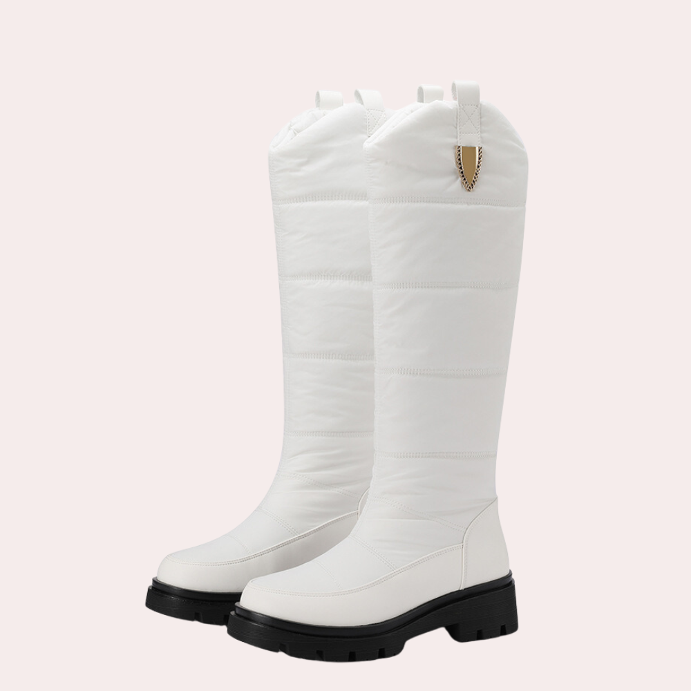 Lune London | Knee-High Boots - Sleek Fit - Polished Surface - G Quilted Shaft - Robust Sole