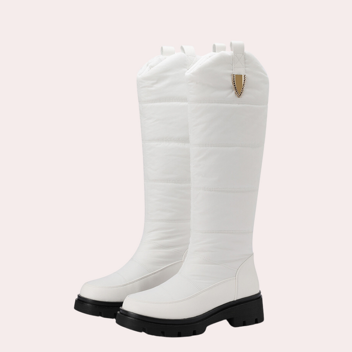 Lune London | Knee-High Boots - Sleek Fit - Polished Surface - G Quilted Shaft - Robust Sole