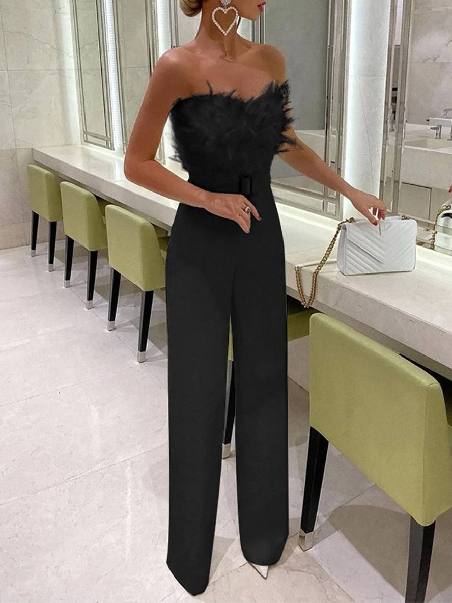 Chic und Stil | Combination Tube with Straight Shape Bustier with Feathers Elegant Woman White