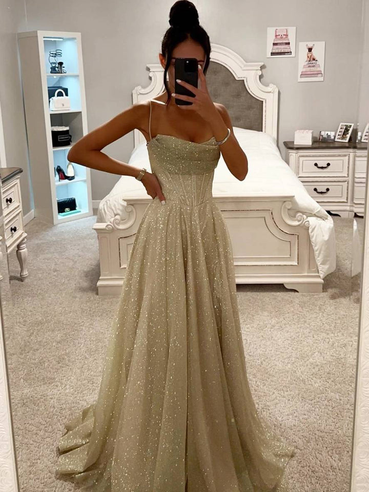 Lune London | Long Dress Tan with Fine Straps Sleeveless Women Elegant Evening Ceremony