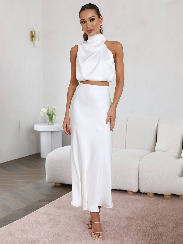 Lune London | Dress Guest Wedding Women Halter Sleeveless Women Elegant Evening Two-Piece Bridesmaid Dress