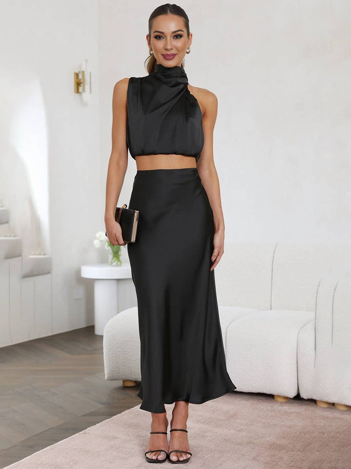 Lune London | Dress Guest Wedding Women Halter Sleeveless Women Elegant Evening Two-Piece Bridesmaid Dress