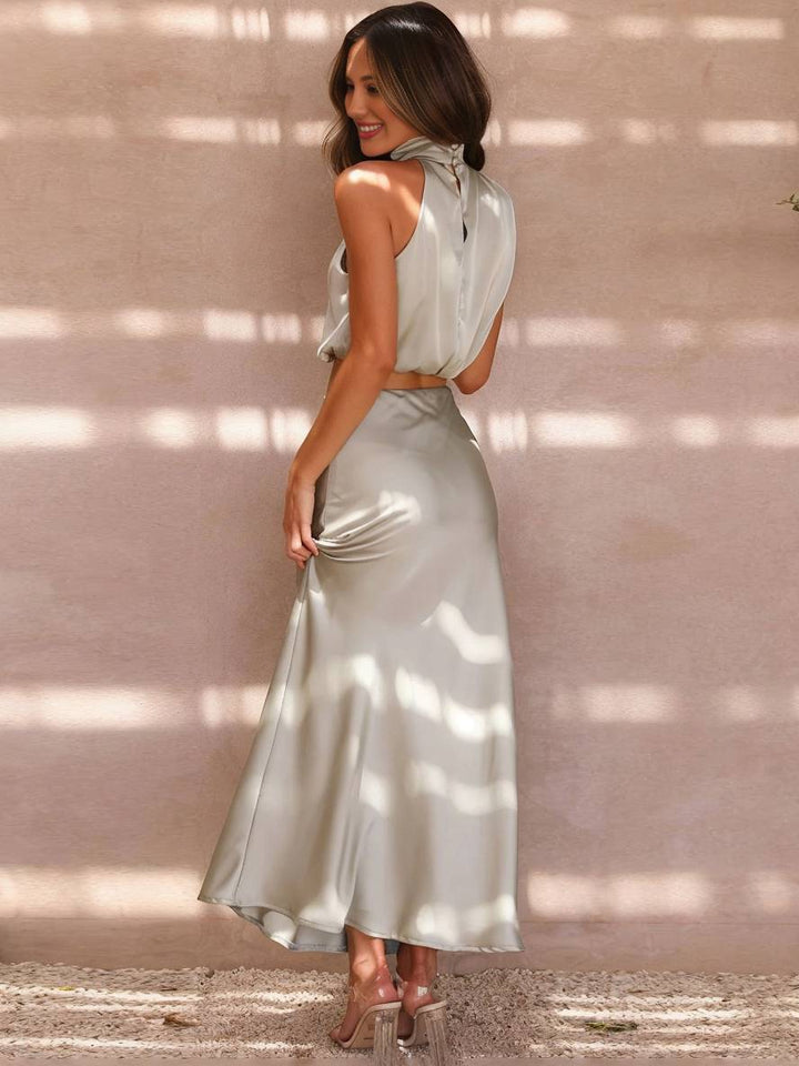 Lune London | Dress Guest Wedding Women Halter Sleeveless Women Elegant Evening Two-Piece Bridesmaid Dress