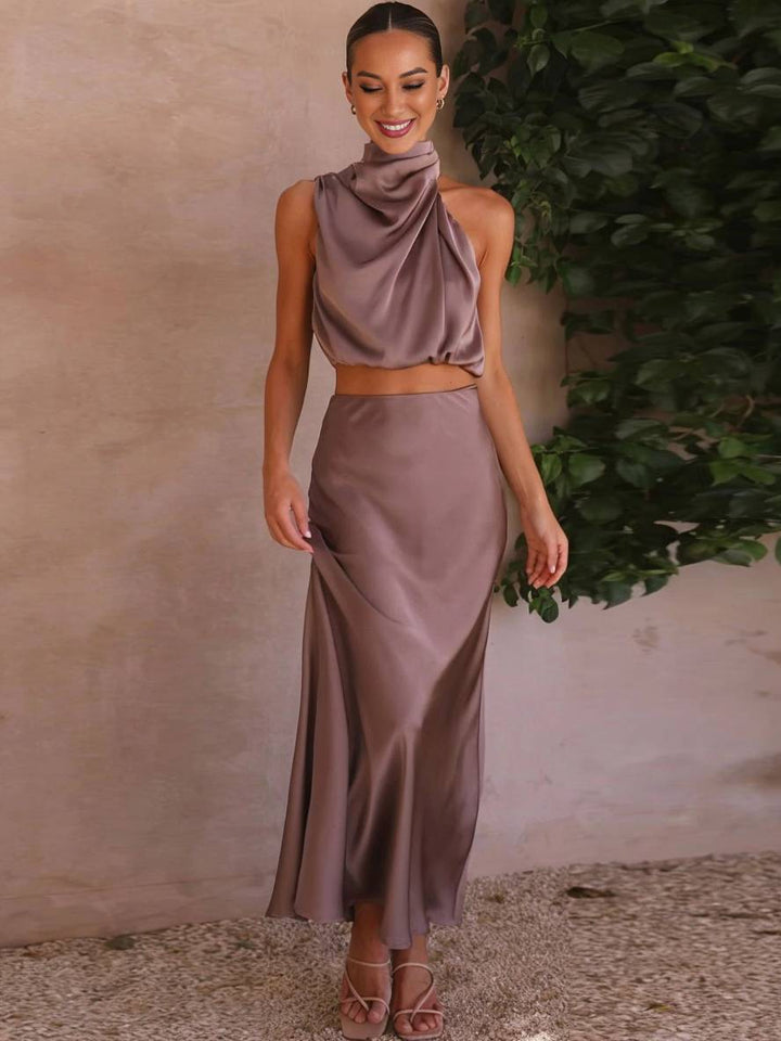 Lune London | Dress Guest Wedding Women Halter Sleeveless Women Elegant Evening Two-Piece Bridesmaid Dress