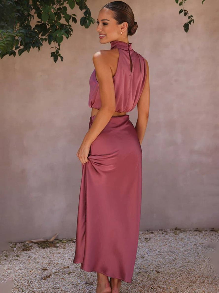 Lune London | Dress Guest Wedding Women Halter Sleeveless Women Elegant Evening Two-Piece Bridesmaid Dress