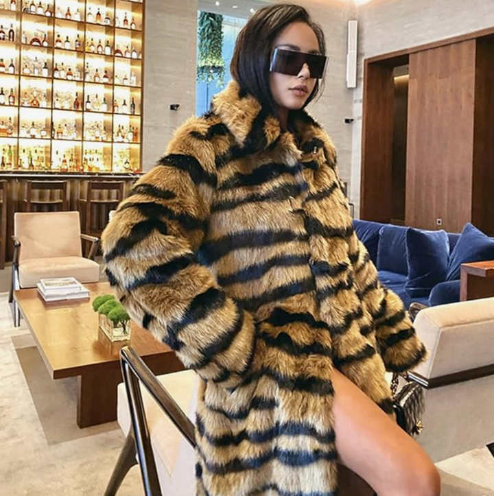 Lune London | Longer fur coat for women with animal print - Luxurious and stylish winter design
