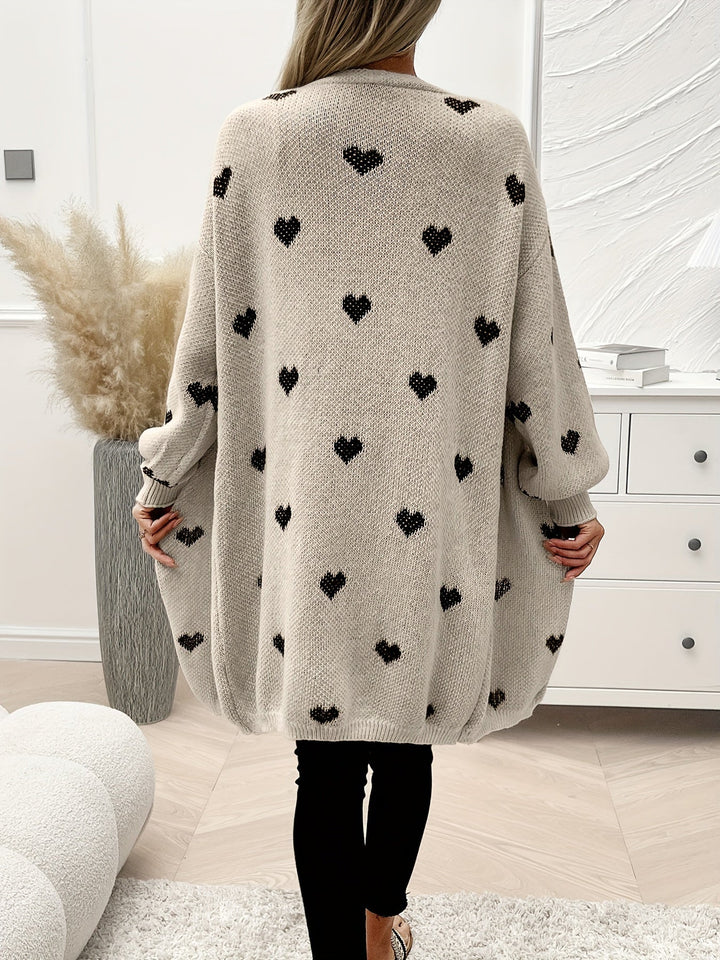 Lune London | Women's Heart Pattern Cardigan - Button Closure Design