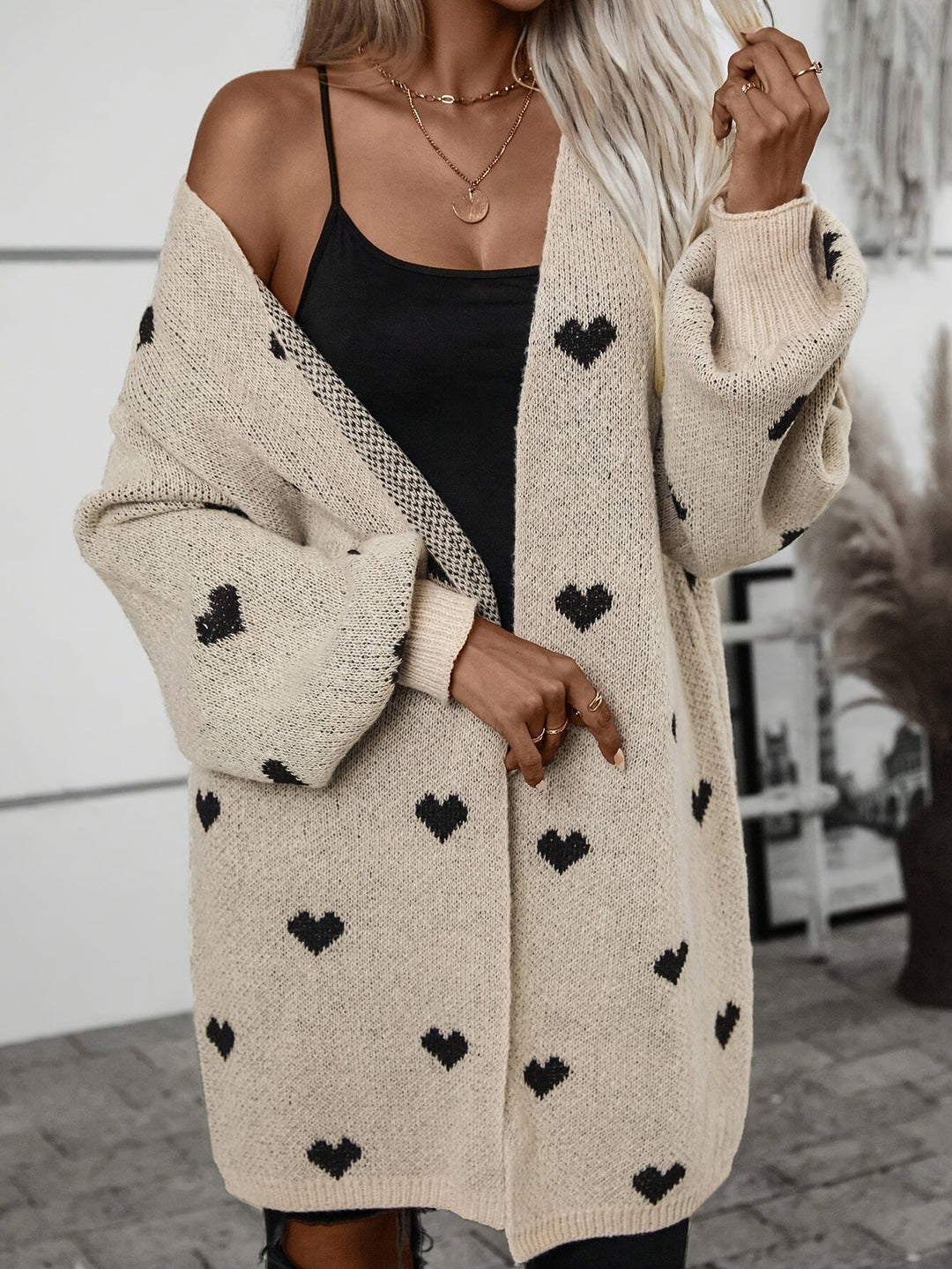 Lune London | Women's Heart Pattern Cardigan - Button Closure Design
