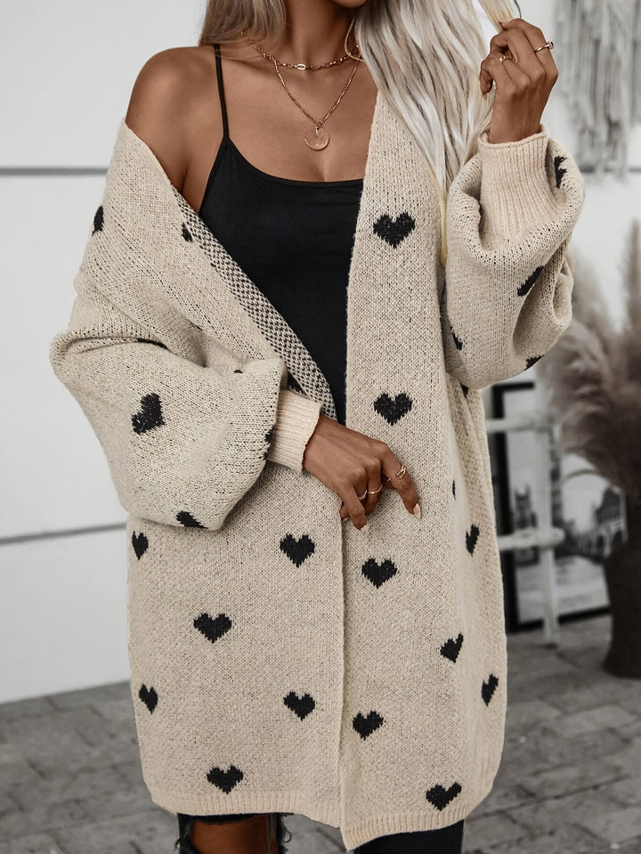Lune London | Women's Heart Pattern Cardigan - Button Closure Design