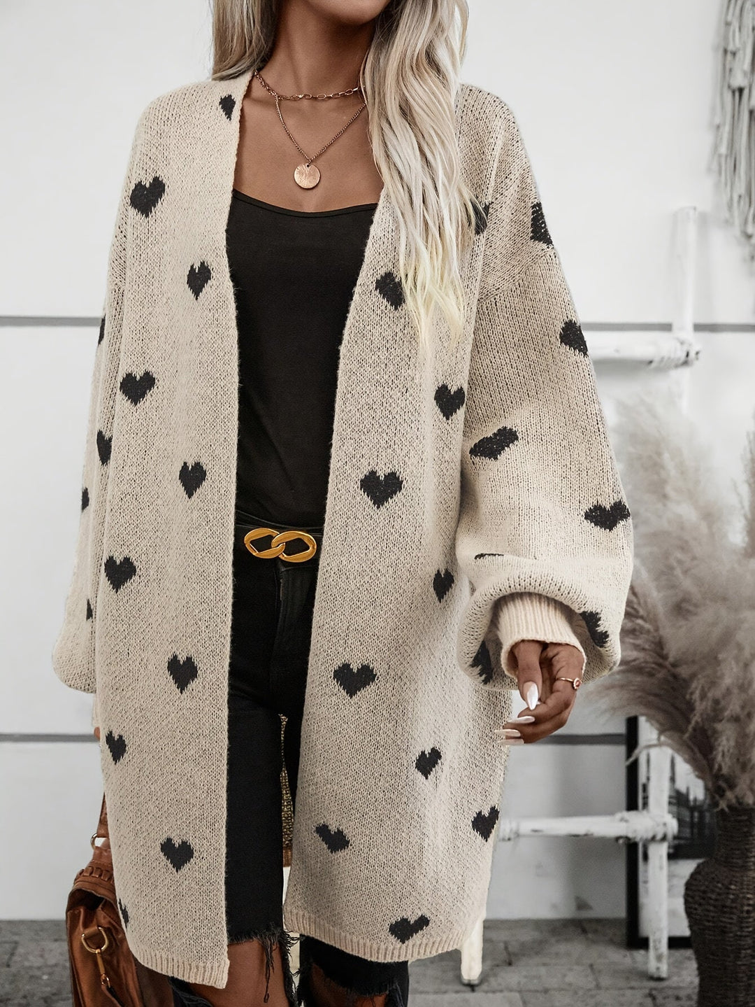 Lune London | Women's Heart Pattern Cardigan - Button Closure Design
