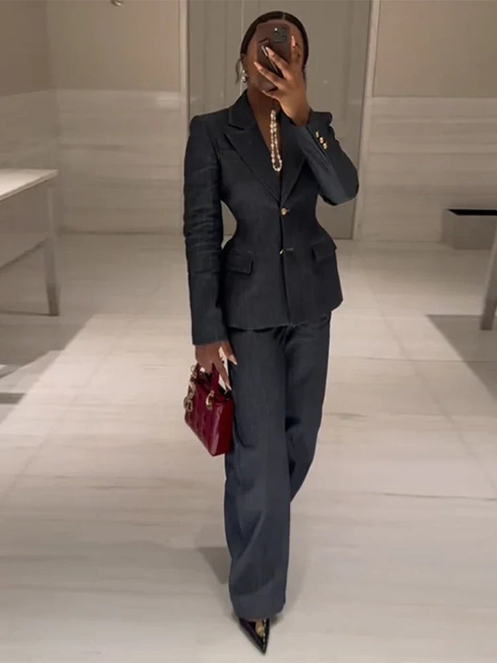 Lune London | Jacket High Waist Jeans Office Two-Piece Suit