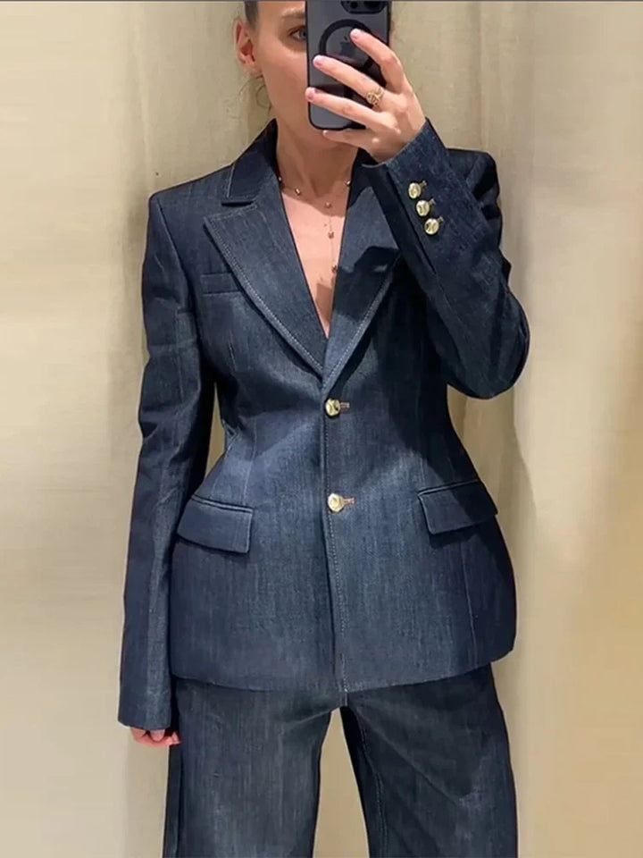 Lune London | Jacket High Waist Jeans Office Two-Piece Suit
