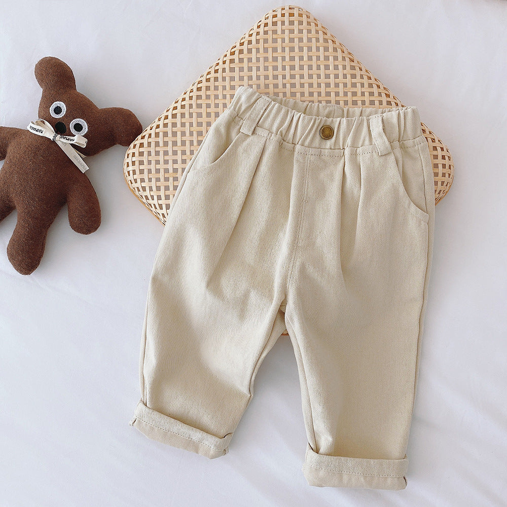 Lune London | Boys' pants with elastic waistband – Beige/Brown, Comfortable fit for 1-5 years