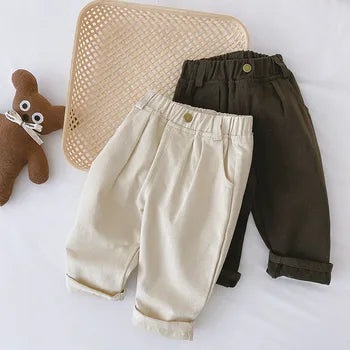Lune London | Boys' pants with elastic waistband – Beige/Brown, Comfortable fit for 1-5 years