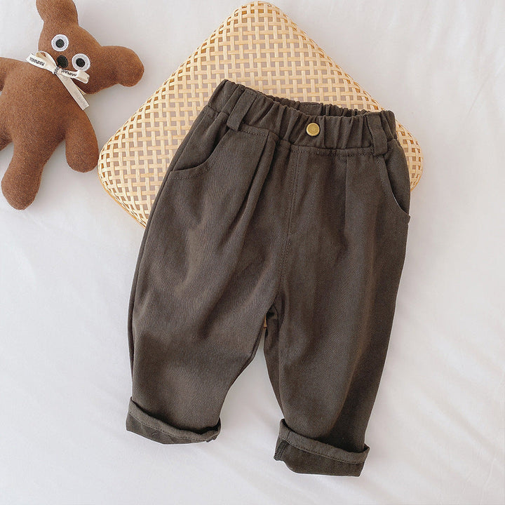 Lune London | Boys' pants with elastic waistband – Beige/Brown, Comfortable fit for 1-5 years