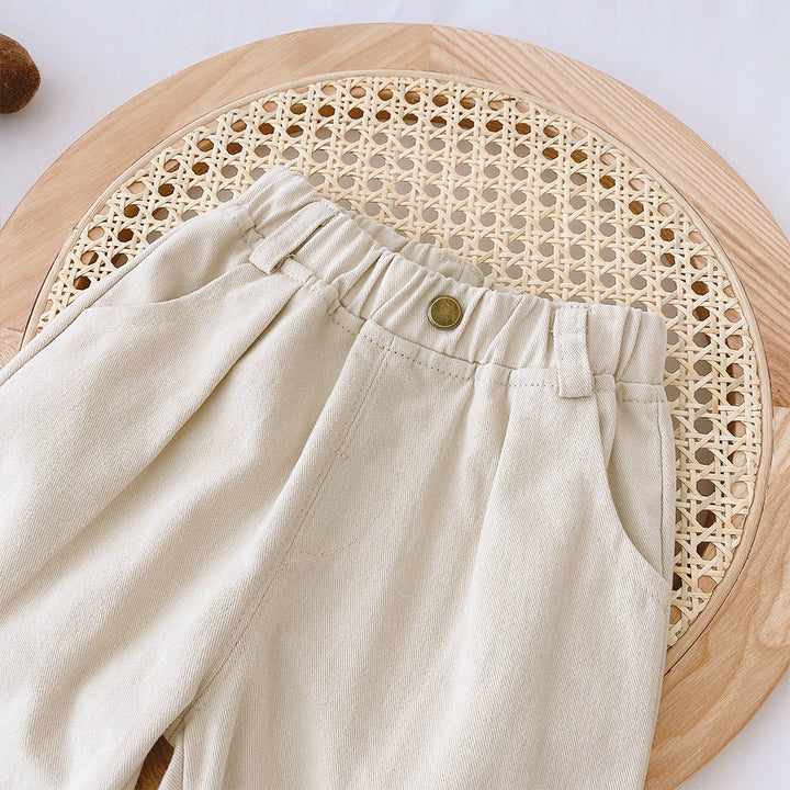 Lune London | Boys' pants with elastic waistband – Beige/Brown, Comfortable fit for 1-5 years