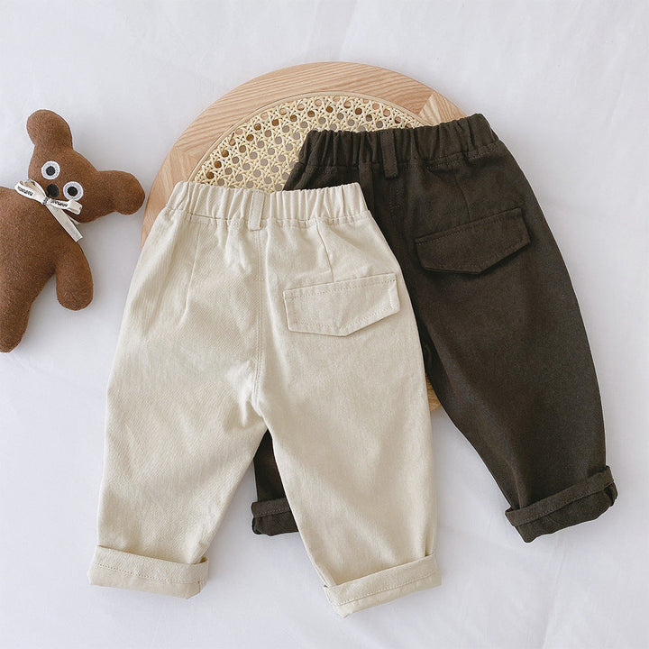 Lune London | Boys' pants with elastic waistband – Beige/Brown, Comfortable fit for 1-5 years