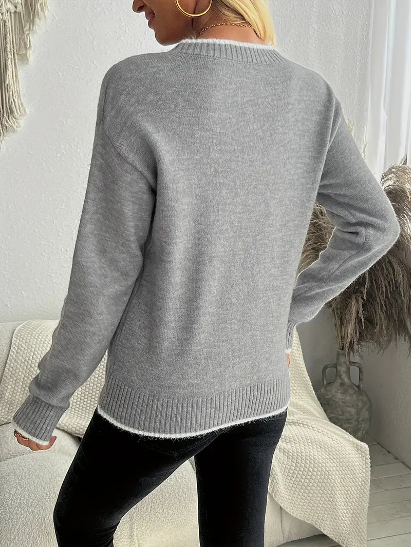 Lune London | Women's sweater with snowflake pattern, cotton blend for winter and leisure