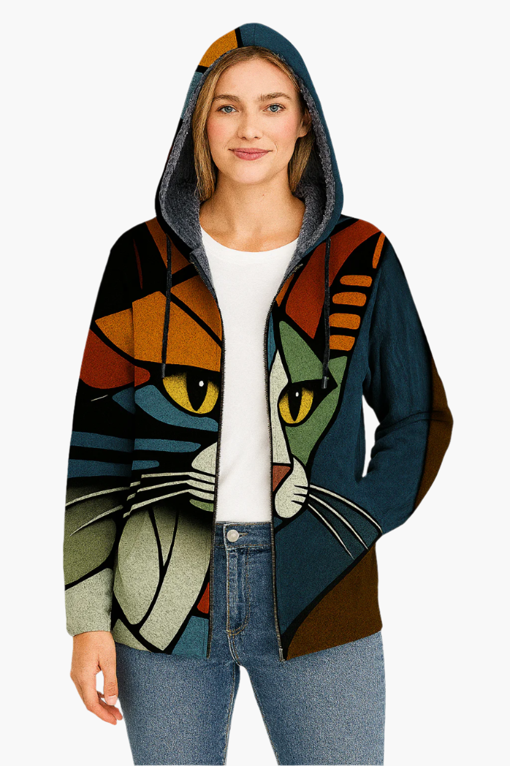 Lune London | Hoodie with artistic cat pattern - Modern leisure jacket for a unique look