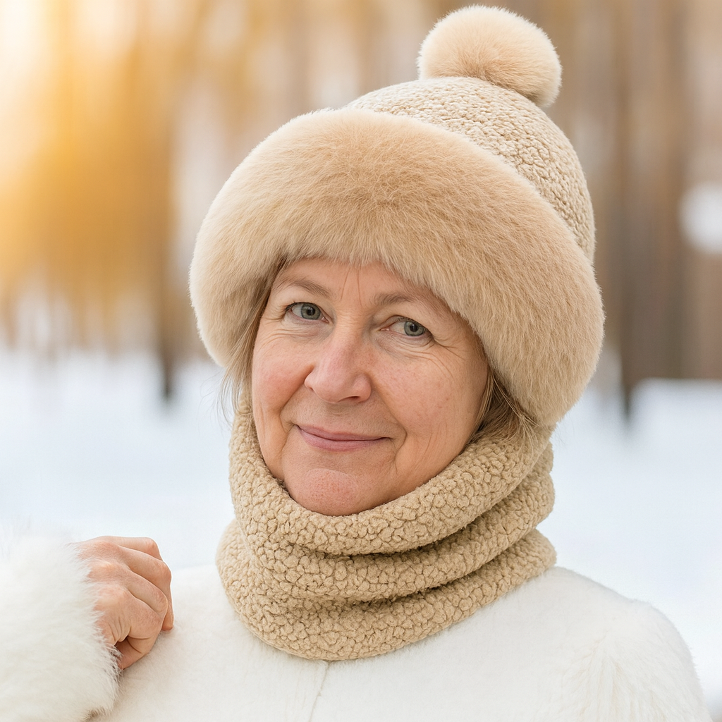Lune London | Hat & Scarf Set - Soft & Warm - With Pom-Pom - For Women