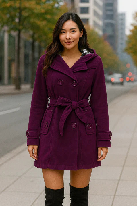 Lune London | Women's Hooded Double-breasted Coat Belt