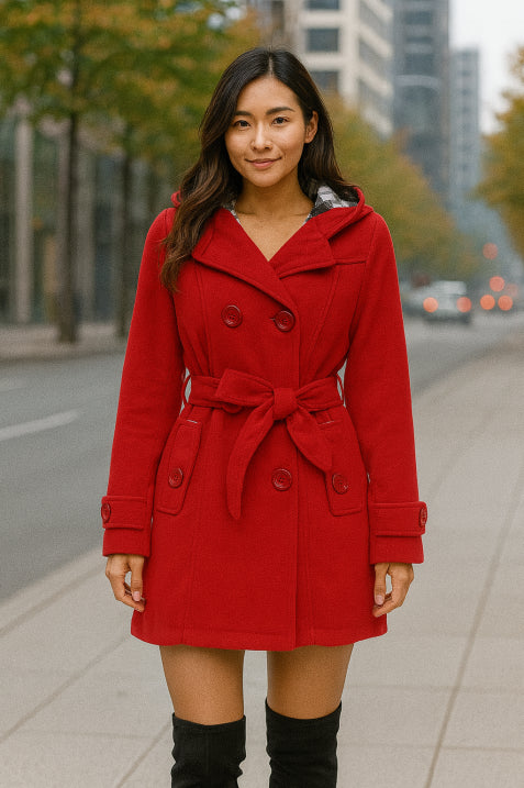 Lune London | Women's Hooded Double-breasted Coat Belt