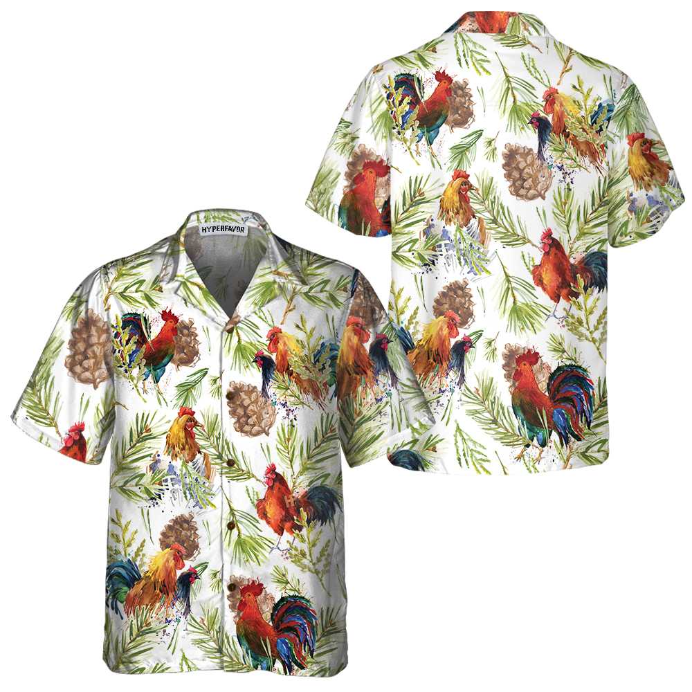 Lune London | Hawaiian shirt with Christmas chicken, unique Christmas chicken shirt, best Christmas gift idea