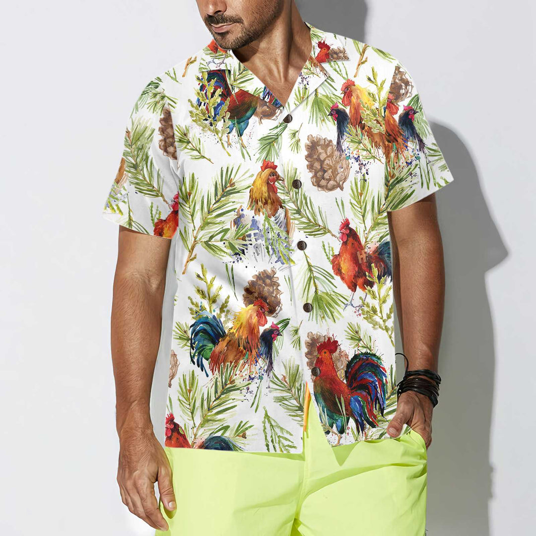 Lune London | Hawaiian shirt with Christmas chicken, unique Christmas chicken shirt, best Christmas gift idea