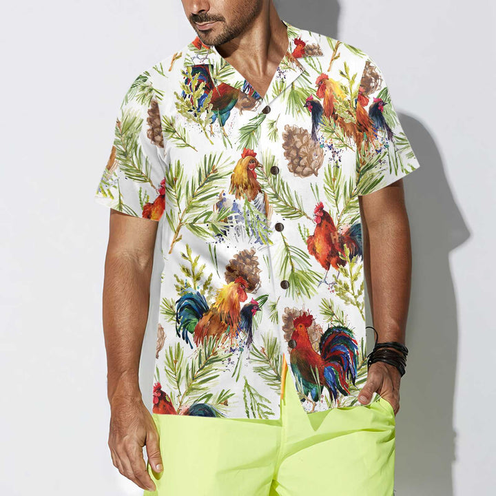 Lune London | Hawaiian shirt with Christmas chicken, unique Christmas chicken shirt, best Christmas gift idea