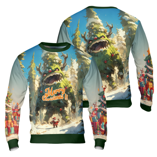 Lune London | Ugly Christmas Tree Monster Sweater, Merry Christmas Santa Sweater - HYPERFAVOR