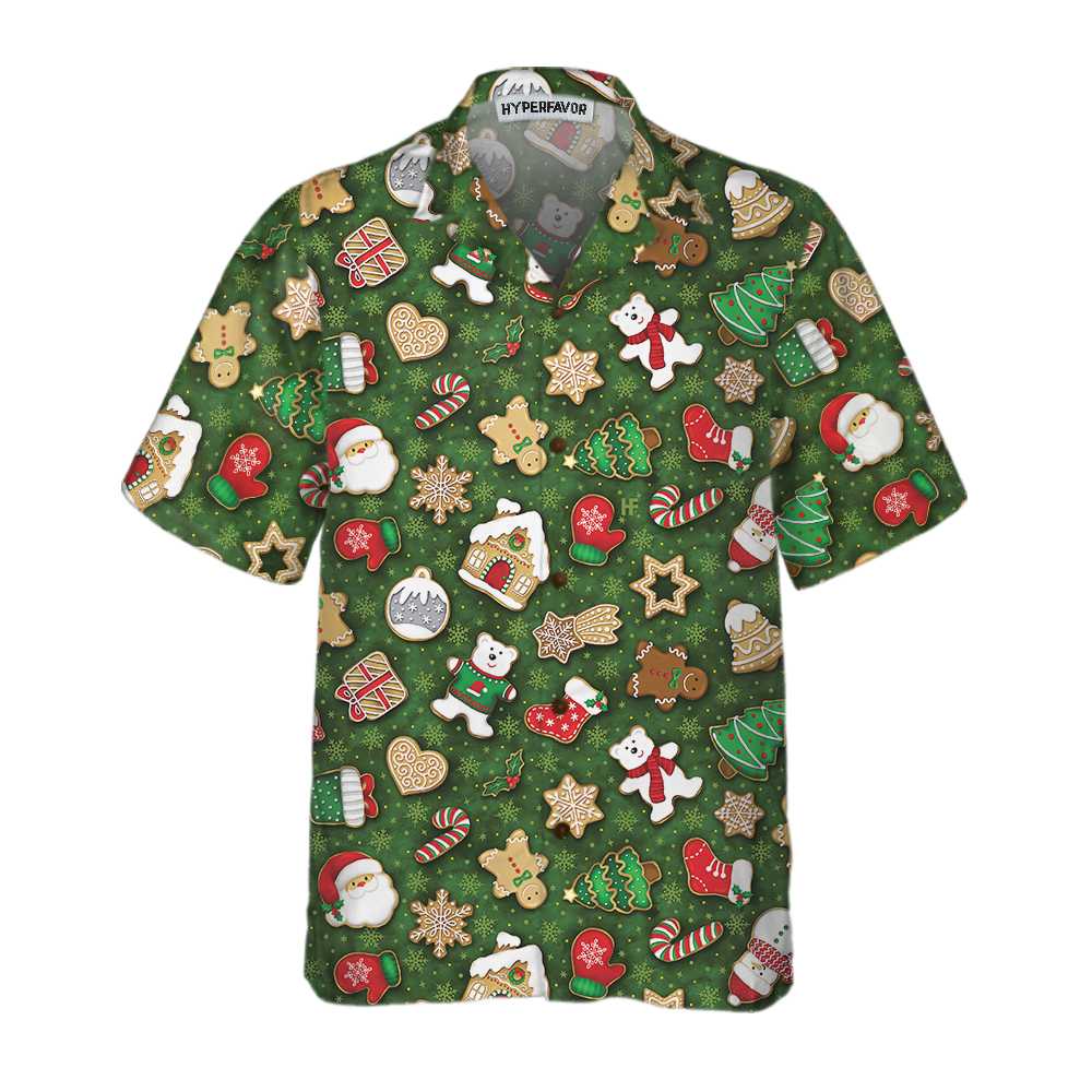 Lune London | Chemise hawaïenne de biscuits de Noël partout, T-shirt de Noël amusant, Meilleur cadeau de Noël