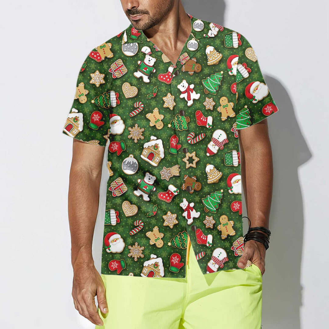 Lune London | Chemise hawaïenne de biscuits de Noël partout, T-shirt de Noël amusant, Meilleur cadeau de Noël
