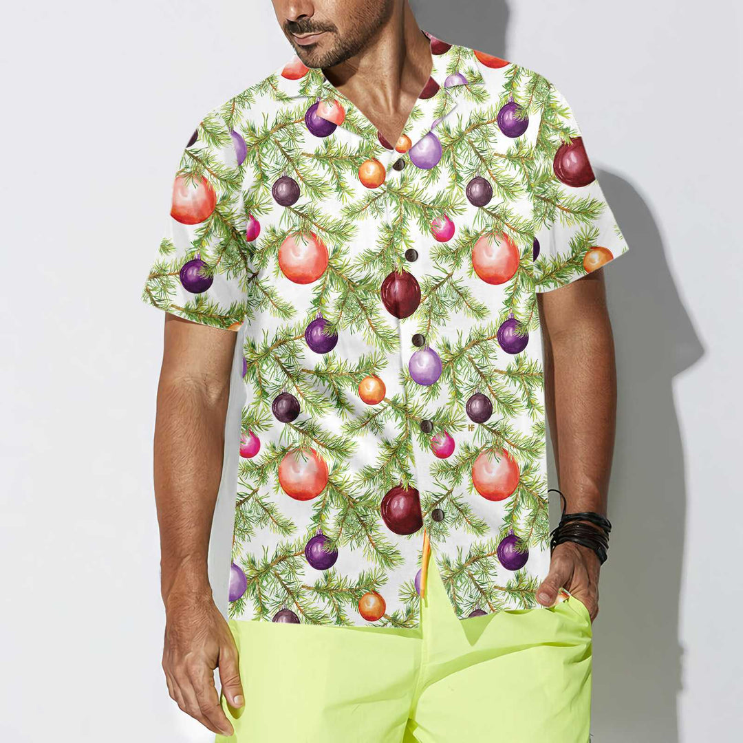 Lune London | Boules de Noël et chemises hawaïennes à branches de sapin, Chemise de Noël amusante, Meilleure idée de cadeau de Noël