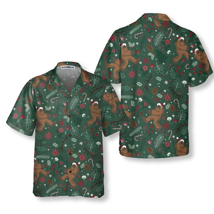 Lune London | Bigfoot Christmas Hawaiian Shirt, Fun Bigfoot Christmas Shirt for Men