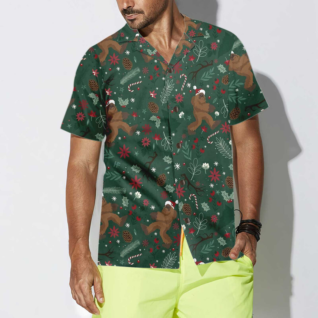 Lune London | Bigfoot Christmas Hawaiian Shirt, Fun Bigfoot Christmas Shirt for Men