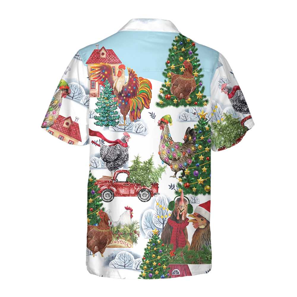 Lune London | Christmas Chicken Hawaiian Shirt, Fun Christmas Chicken Shirt, Best Christmas Gift Idea