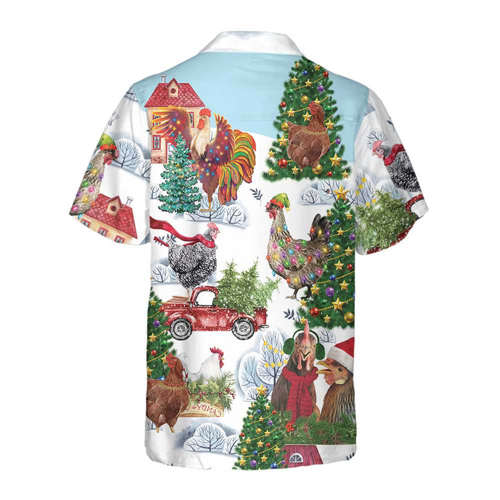 Lune London | Christmas Chicken Hawaiian Shirt, Fun Christmas Chicken Shirt, Best Christmas Gift Idea