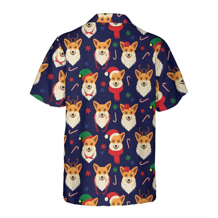 Lune London | Hawaiian shirt with Christmas Corgi pattern, funny Corgi dog shirt for Christmas, Christmas gift for dog lovers