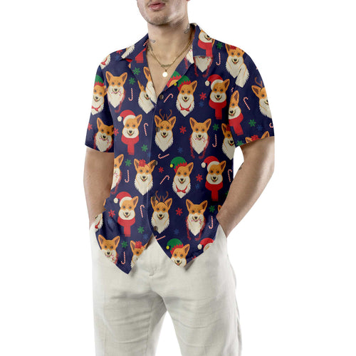Lune London | Hawaiian shirt with Christmas Corgi pattern, funny Corgi dog shirt for Christmas, Christmas gift for dog lovers
